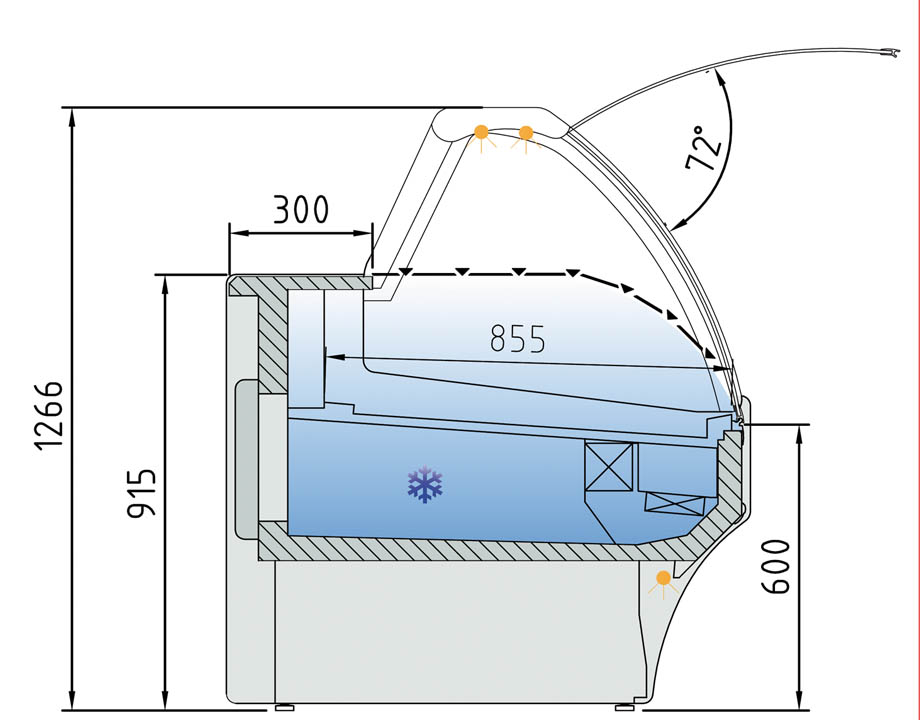 VE-10E-C-TF-plano Vitrina Vesper VE-10E-C-TF - Imagen 2