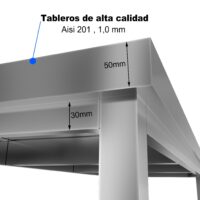 Mesa de Trabajo Mural 2500x600mm Acero Inox con Peto Gasfrit GF91 - Imagen 3