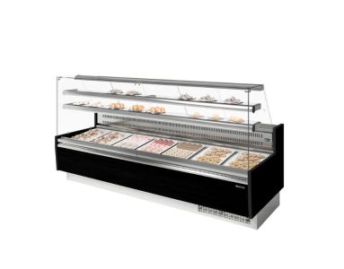 Vitrina pastelera — Vitrina Pastelera Infrico VGL25P 430L Recta con Reserva Refrigerada