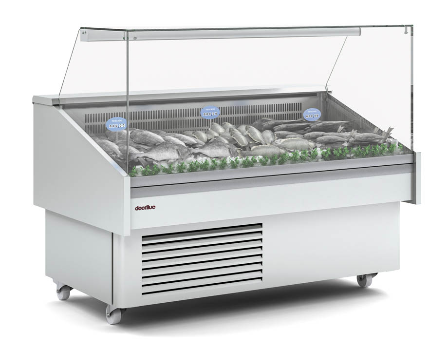 Vitrina pescadera Hydro EEC-RR de Docriluc con cristal recto panorámico