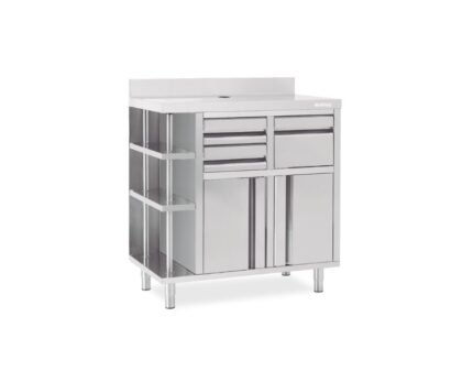 Mueble cafetero INFRICO MCAF-1500 acero AISI 304 vista lateral