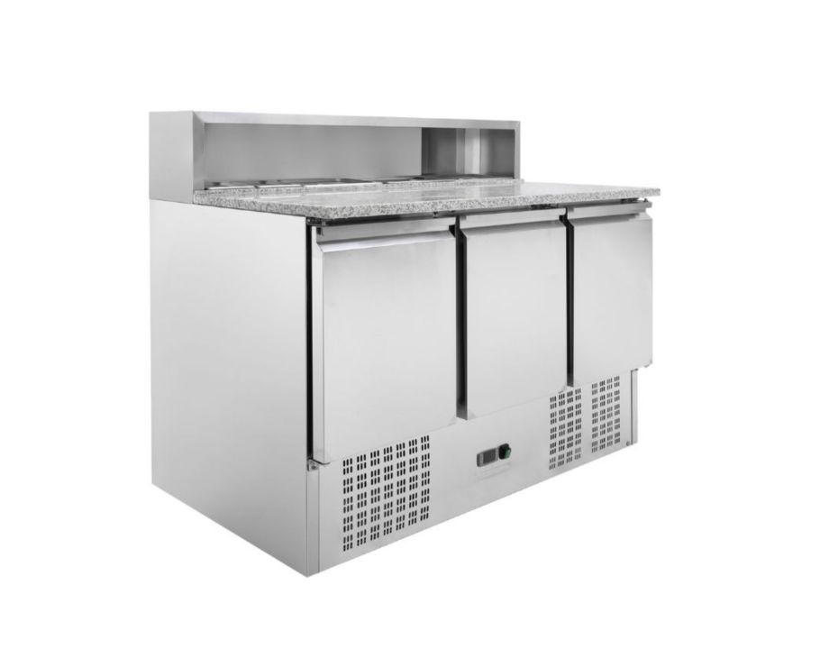 gf809 — Mesa Ensaladera Refrigerada Mesa Ensaladera Refrigerada con Mármol 3 Puertas 400L Gasfrit - Imagen 1