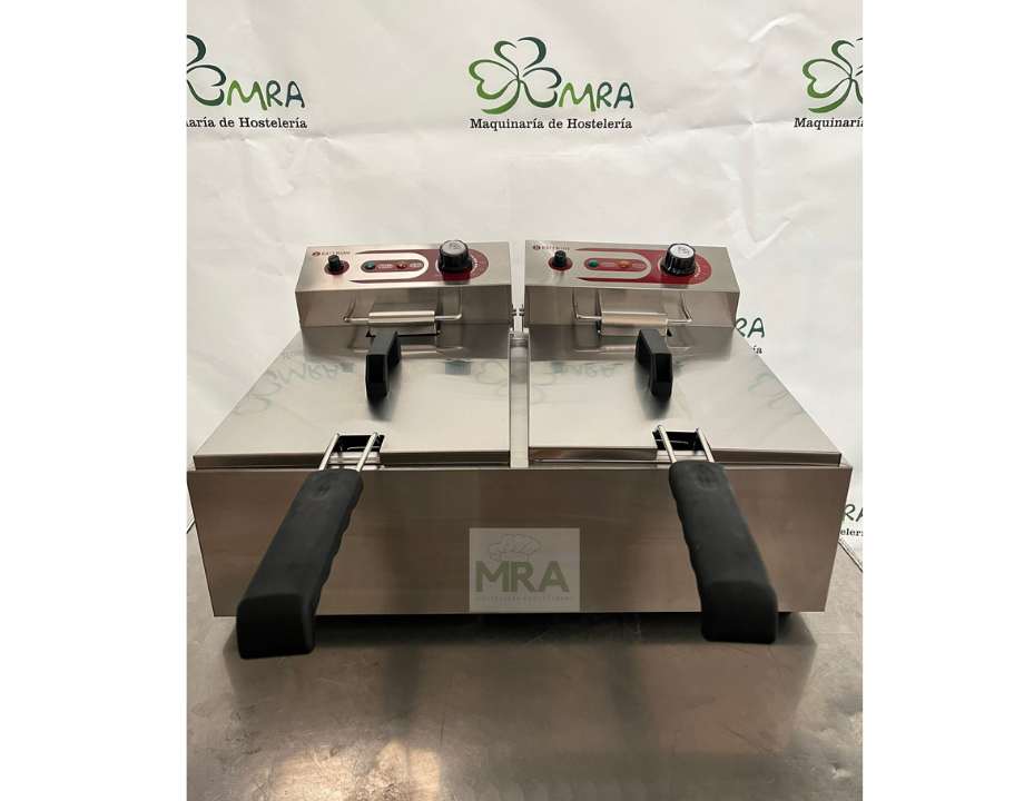 Freidora Eléctrica de Aceite Doble Cuba 7+7 Litros Eutron | Sobremesa Profesional 1609 hostelería profesional