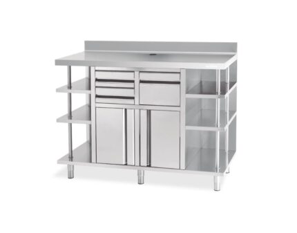 Mueble cafetero INFRICO MCAF-820 acero AISI 304 vista lateral