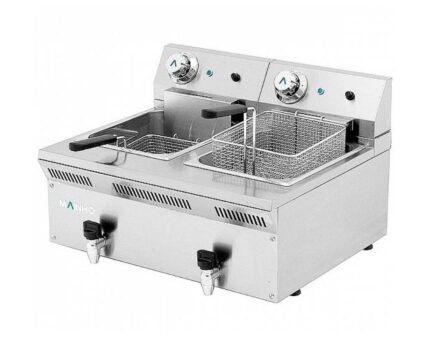 Freidora Eléctrica Doble Cuba 8+8 Litros con Grifo Mainho ECO-LINE | 600mm ELF-62EMG hostelería profesional