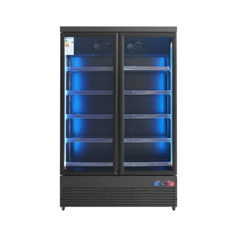 Armario Expositor Refrigerado 2 Puertas Negro LED Multicolor Clase C Gasfrit GF070 hostelería profesional