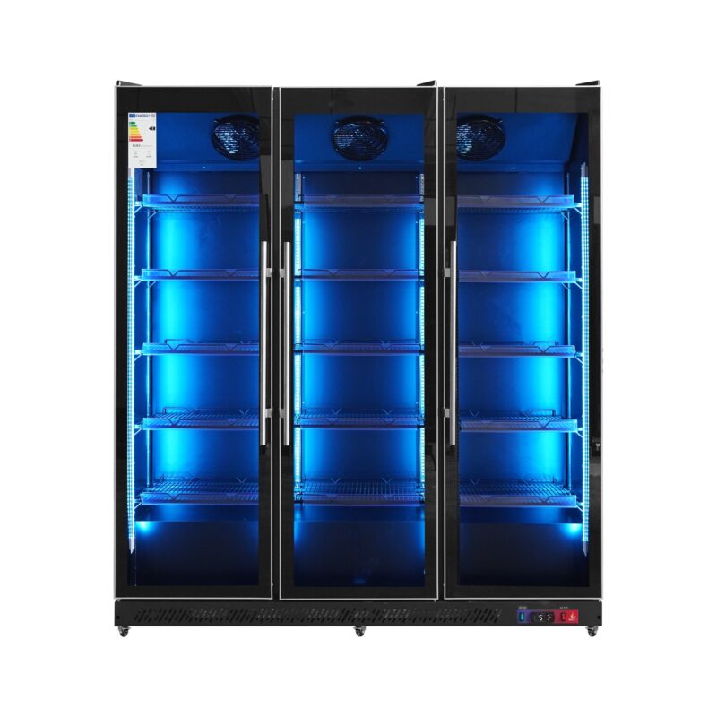 Armario Expositor Refrigerado 3 Puertas Negro 1300L LED Multicolor Gasfrit 9003 hostelería profesional