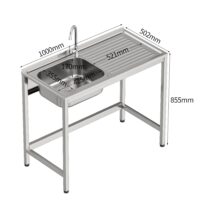 Fregadero Industrial 1 Seno Soldado 1000x500x850mm Gasfrit GF4001 hostelería profesional — vista lateral