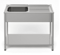 Fregadero Industrial 1 Seno Desmontable 800x500x850mm Gasfrit GF3203 hostelería profesional — vista lateral