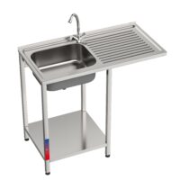 Fregadero Industrial 1 Seno Escurridor y Grifo 1000x500mm Gasfrit gfy06 hostelería profesional — vista lateral