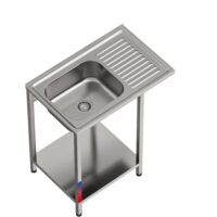 Fregadero Industrial 1 Seno con Lavavasos y Escurridor 800x500mm Gasfrit gfy05 hostelería profesional