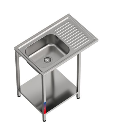 Fregadero Industrial 1 Seno con Lavavasos y Escurridor 800x500mm Gasfrit gfy05 hostelería profesional