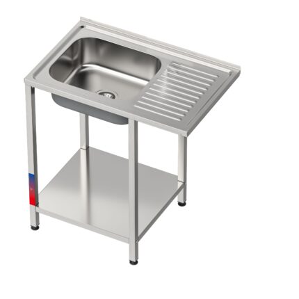 Fregadero Industrial 1 Seno con Lavavasos y Escurridor 800x500mm Gasfrit gfy05 hostelería profesional