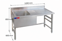 Fregadero Industrial 1 Seno Soldado 1200x600x850mm Acero Inox Gasfrit GF080 - Imagen 2