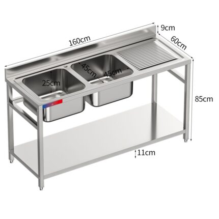 Fregadero Industrial Acero Inox 1600x600x850mm 1 Seno Gasfrit GFy13 hostelería profesional — vista lateral