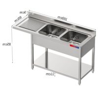 Fregadero Industrial Acero Inox 1600x600x850mm 1 Seno Soldado Gasfrit GFy0144 hostelería profesional