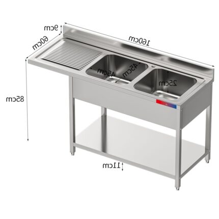 Fregadero Industrial Acero Inox 1600x600x850mm 1 Seno Soldado Gasfrit GFy0144 hostelería profesional
