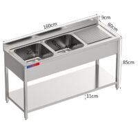 Fregadero Industrial Inoxidable 1600x600x850mm 1 Seno Alto Volumen Gasfrit GFy15 hostelería profesional — vista lateral