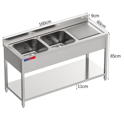 Fregadero Industrial Inoxidable 1600x600x850mm 1 Seno Alto Volumen Gasfrit GFy15 hostelería profesional — vista lateral