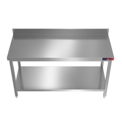 Mesa de Trabajo Mural Inox 800x600 mm con Peto Gasfrit GF85 hostelería profesional — vista lateral