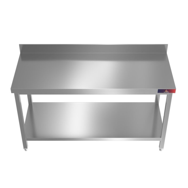 Mesa de Trabajo Mural Inox 800x600 mm con Peto Gasfrit GF85 hostelería profesional — vista lateral