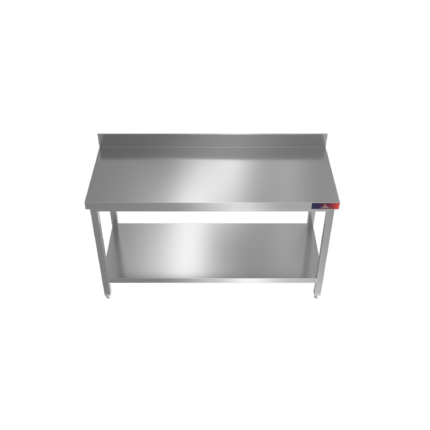 Mesa Contra Barra 2500x700mm Acero Inox con Peto Gasfrit GF224 hostelería profesional — vista lateral