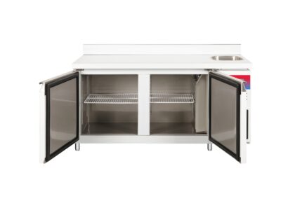 Mesa Bajo Mostrador Refrigerada con Fregadero 2 Puertas Gasfrit GFH124 hostelería profesional — vista lateral
