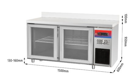 Mesa Bajo Mostrador Refrigerada Puertas Cristal 2 Puertas 1500x600x950mm Gasfrit GFH116 hostelería profesional — vista lateral