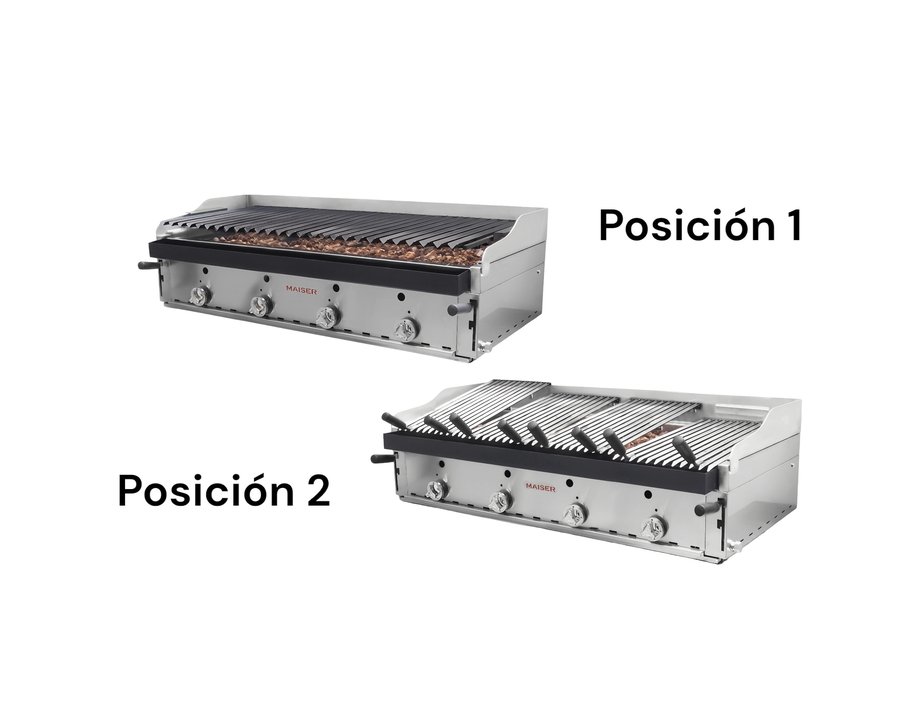 B-120_plus_MPVE-1 Barbacoa Lava Volcánica 120 cm Elevable Vascas y Peto Pavonada Maiser B-120+MPVE - Imagen 1