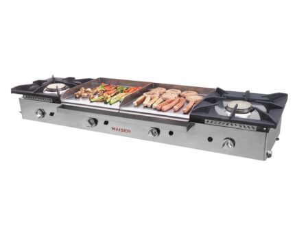 Cocina a Gas 2 Fuegos + 2 Planchas 40cm Cromo Duro Maiser CG244KR hostelería profesional