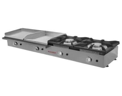 Cocina a Gas 2 Fuegos + Plancha Mixta (Laminada + Cromo Duro) 40cm Maiser CG244LKR hostelería profesional