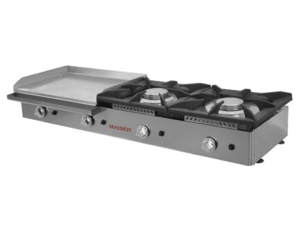 Cocina a Gas 2 Fuegos + Plancha 60cm Acero Rectificado 10mm Maiser CG26R hostelería profesional