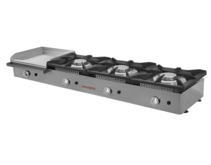 Cocina a Gas 3 Fuegos + Plancha 40cm Cromo Duro Maiser CG34KR hostelería profesional