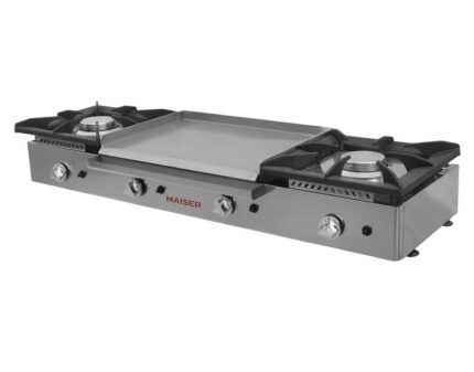 Cocina a Gas 2 Fuegos + Plancha 60cm Acero Rectificado 8mm Maiser CG8R26 hostelería profesional