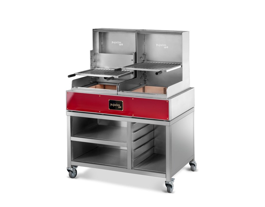 Brasa Abierta Doble con Leñero Pujadas Grill Open Grill Lite Rojo P8583010R hostelería profesional