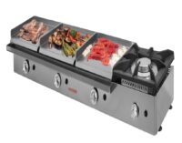Plancha a gas triple placa de 40 acero rectificado 8 mm con fogón PG8R444+40F hostelería profesional