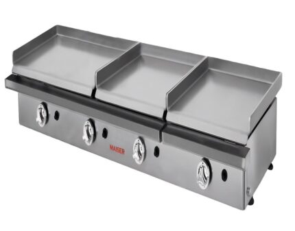 Plancha gas triple placa 2 de 40 y 1 de 60 acero rectificado de 8 mm PG8R644 hostelería profesional