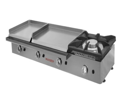 Plancha a gas 60+40 acero rectificado de 8 mm con fogón PG8R64+40F hostelería profesional