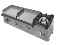 Plancha a gas 60+60 acero rectificado de 8 mm con fogón PG8R66+40F hostelería profesional