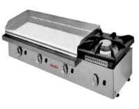 Plancha Gas Cromo Duro 120 cm 15mm con Fogón 6 kW ECOGAS 20,6 kW Maiser PKR12015+40F hostelería profesional