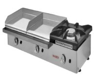 Plancha Gas Cromo Duro Doble 40+40 cm con Fogón 6 kW ECOGAS Maiser PKR40X2+40F hostelería profesional