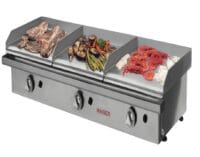 Plancha Gas Cromo Duro Triple Placa 40x3 cm ECOGAS 9,6 kW Maiser PKR40X3KR hostelería profesional