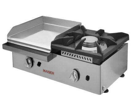 Plancha gas cromo duro 40 cm con fogón 6 kW Maiser PKR40+40F ECOGAS
