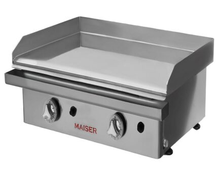 Plancha de Gas Cromo Duro 60 cm 10mm ECOGAS 2 Válvulas Maiser PKR602 hostelería profesional