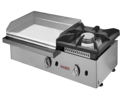 Plancha gas cromo duro 60 cm con fogón Maiser PKR60+40F ECOGAS 11,7 kW