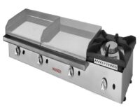 Plancha Gas Cromo Duro 60+60 cm con Fogón 6 kW ECOGAS 18,1 kW Maiser PKR66+40F hostelería profesional