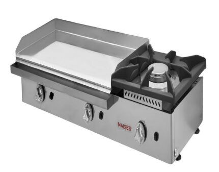 Plancha Gas Cromo Duro 80 cm con Fogón 6 kW ECOGAS 14,9 kW Maiser PKR80+40F hostelería profesional