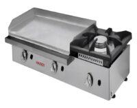 Plancha a gas 80 acero rectificado con fogón PR80+40F hostelería profesional