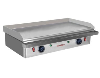 Plancha industrial — Plancha Eléctrica 80 cm Rectificada 10 mm Placas Extraíbles Doble Zona Maiser PER80