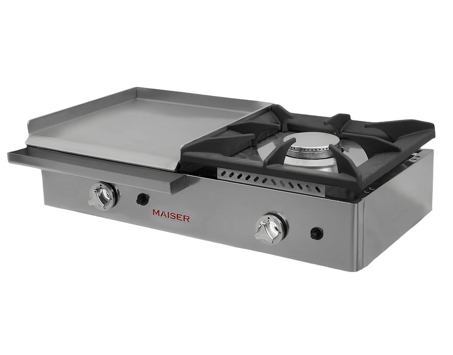 Plancha a Gas 40 cm Acero Rectificado 8 mm con Fogón Lateral Maiser PG8R40+40F hostelería profesional